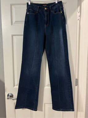 Judy Blue Jeans Wide Leg  Denim High Rise Front Seam Stretch Dark Wash 11/30